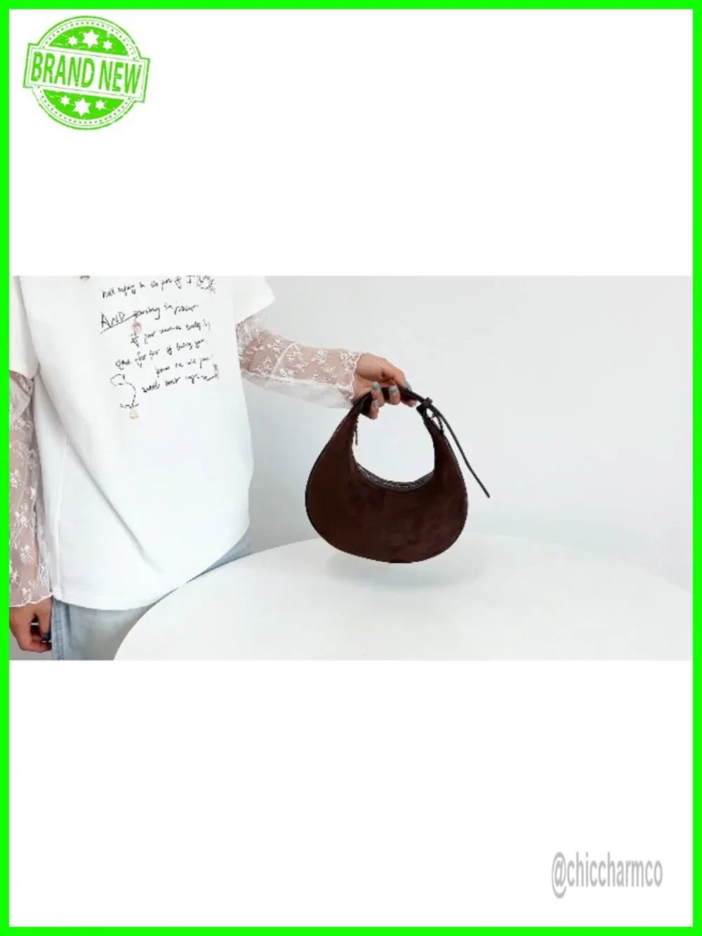 Faux Suede Crossbody Hobo Bag with Adjustable Strap
